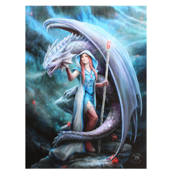 19x25cm Dragon Mage Canvas Plaque by Anne Stokes