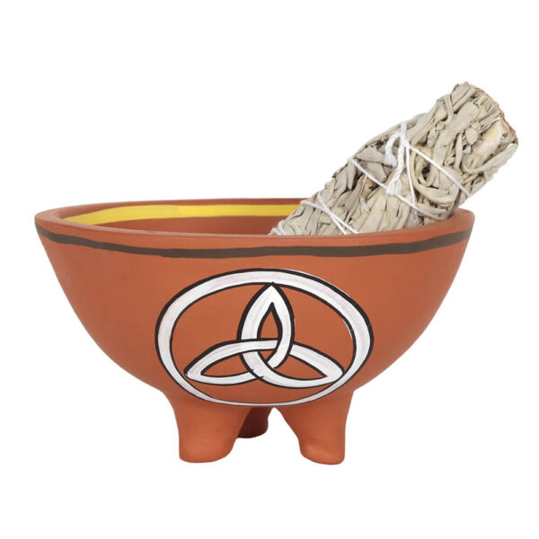 13cm Triquetra Terracotta Smudge Bowl