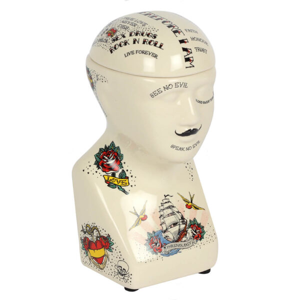 Small Phrenology Head Storage Jar