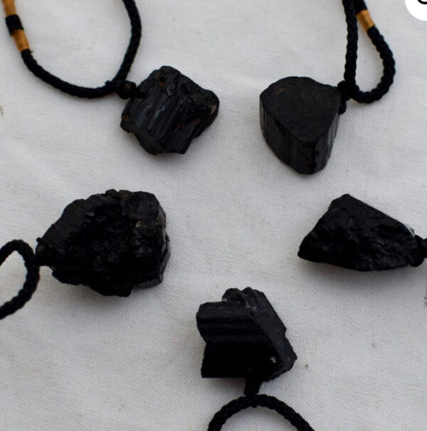 Natural Raw Black Tourmaline Pendant Necklace