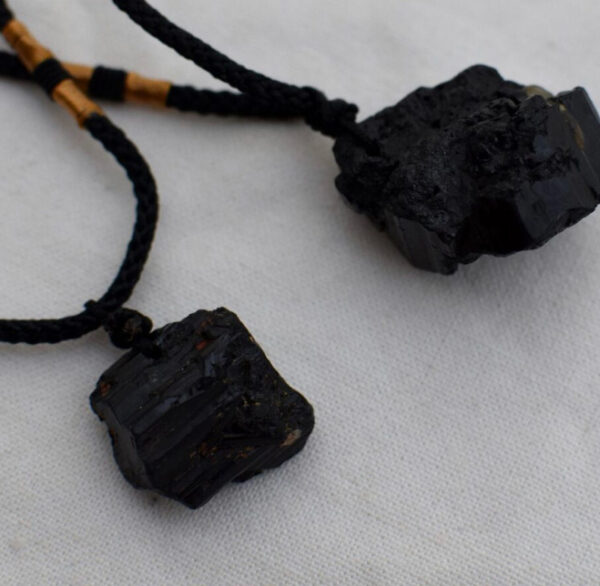 Natural Raw Black Tourmaline Pendant Necklace - Image 2