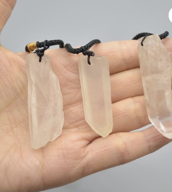 Natural Raw Clear Quartz Pendant Necklace