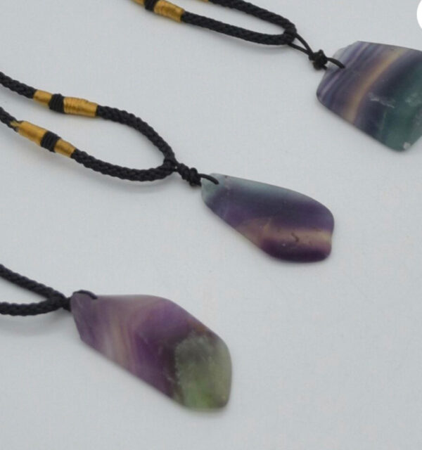 Natural Raw Rainbow Fluorite Pendant